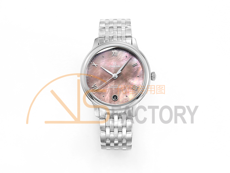 VS Factory Omega De Ville kadın pembe sedef kadranlı replika kol saati - VS saat — 1. fotoğraf