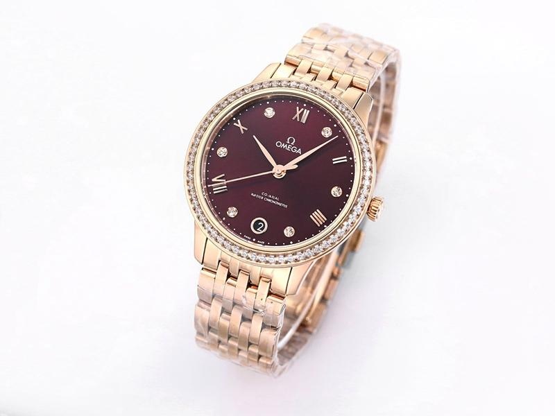 VS Factory Omega De Ville Kadın Rose Gold Bordo Kadran Replika Kol Saati - VS Saat — 2. fotoğraf