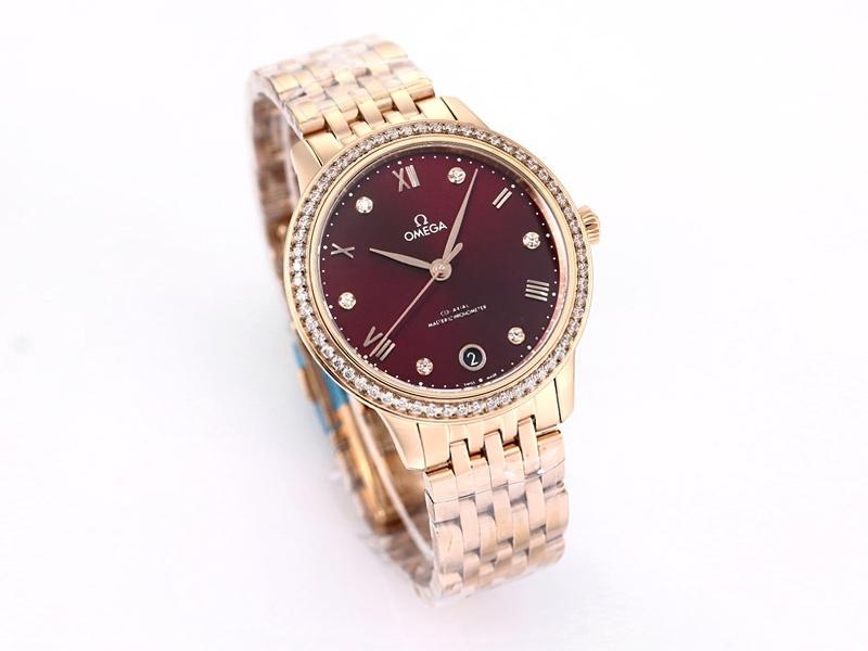 VS Factory Omega De Ville Kadın Rose Gold Bordo Kadran Replika Kol Saati - VS Saat — 3. fotoğraf