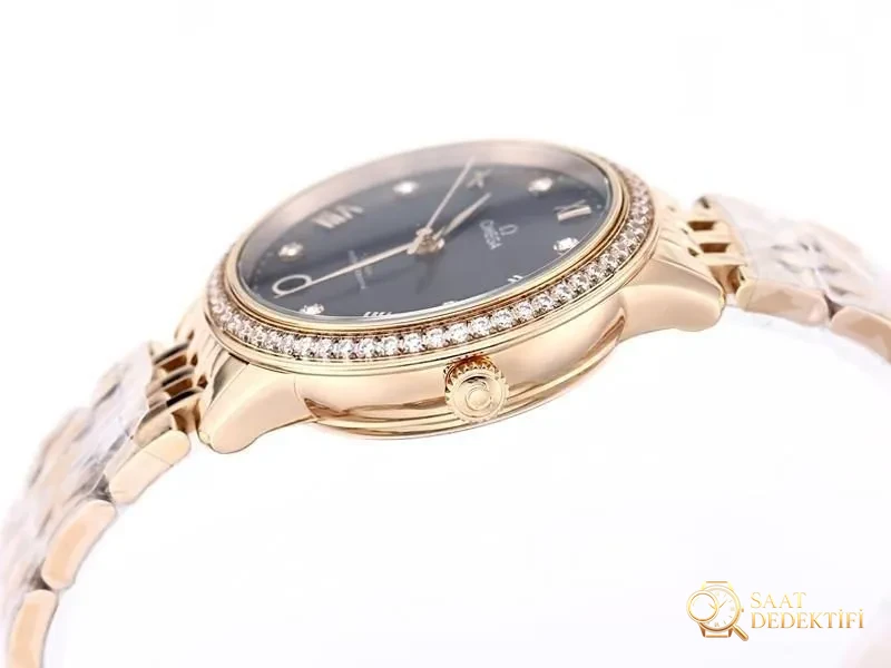 VS Factory Omega De Ville Kadın Rose Gold Bordo Kadran Replika Kol Saati - VS Saat - Makro Kadran ve İndeks İşçiliği