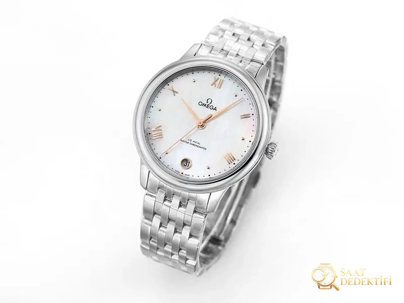 VS Factory Omega De Ville Women's Mother-of-Pearl Dial Rose Model Replica Wristwatch - VS Watch - Dial Detail and Bezel Workmanship