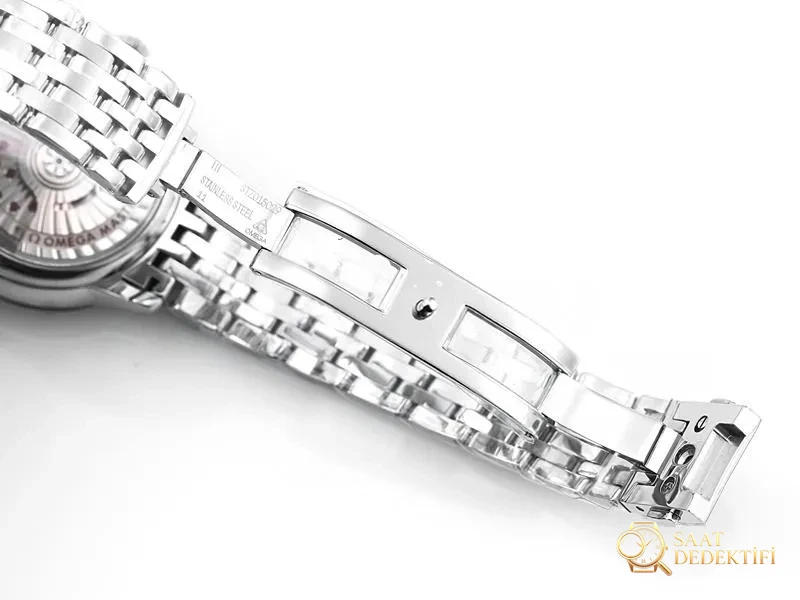 VS Factory Omega De Ville kadın modeli, yeşil kadran, altın akrep ve yelkovan, altın saat işaretli replika kol saati - VS Saat - Fosfor ve Super-LumiNova Gece Görünümü