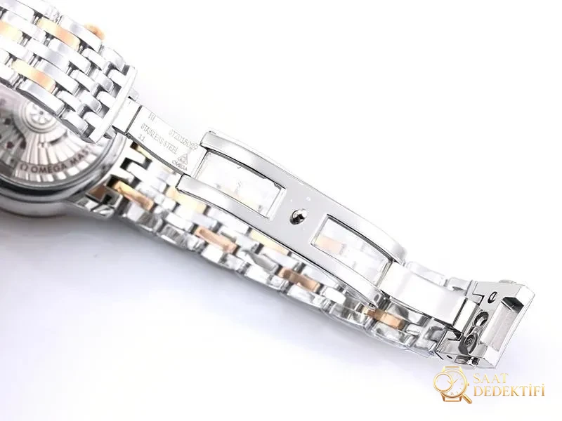 VS Factory Omega De Ville kadın zarif iki renk altın mavi kadran replika kol saati - VS Saat - Fosfor ve Super-LumiNova Gece Görünümü