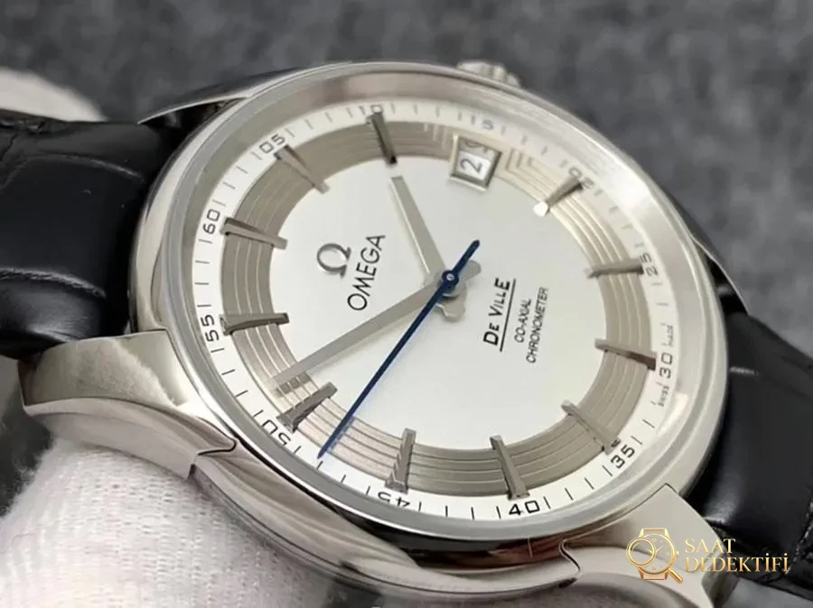 VS Factory Omega De Ville [Parlak Beyaz] 8500 model replika kol saati - VS Watch - Kadran Detayı ve Bezel İşçiliği