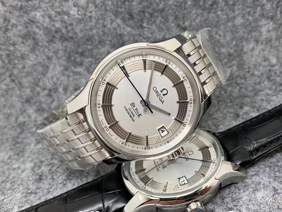 VS Factory Omega De Ville [Parlak Beyaz] 8500 replika saat - VS saat — 1. fotoğraf