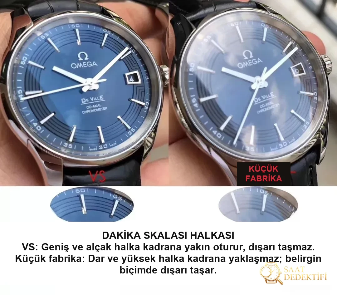 VS Factory Omega De Ville Gloss Blue 41 mm comparative review: How to spot a small factory product at first glance - Clip Lock and Laser Stamps
