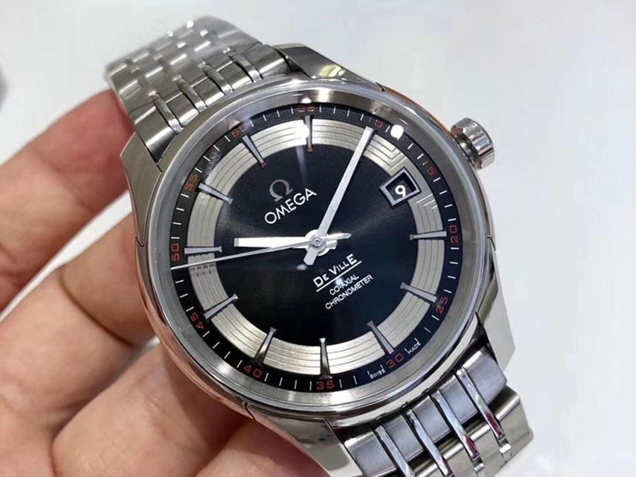 VS Factory Omega De Ville [Parlak Siyah] 8500 model replika kol saati - VS saat — 3. fotoğraf