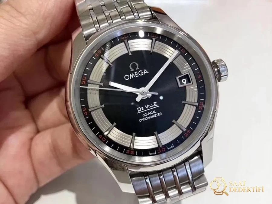 VS Factory Omega De Ville [Parlak Siyah] 8500 model replika kol saati - VS saat - Arka Kapak ve Mekanizma Detayı