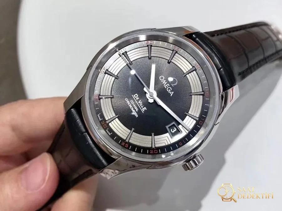 VS Factory Omega De Ville [Parlak Siyah] 8500 replika saat - VS Saat - Kadran Detayı ve Bezel İşçiliği