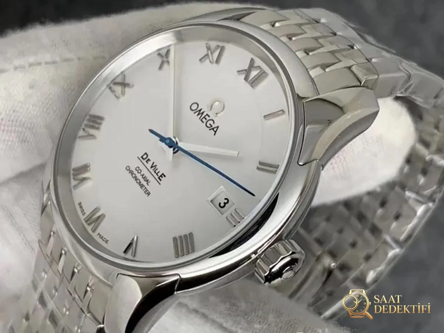 VS Factory Omega De Ville Serisi Beyaz Kadranlı Replika Kol Saati - VS Saat - Kadran Detayı ve Bezel İşçiliği