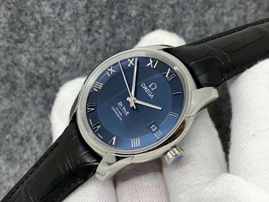 VS Factory Omega De Ville serisi mavi kadran deri kayış replika kol saati - VS Saat — 1. fotoğraf