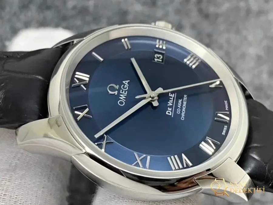 VS Factory Omega De Ville série cadran bleu bracelet en cuir réplique montre-bracelet - VS Watch - Couverture arrière et détail du mécanisme