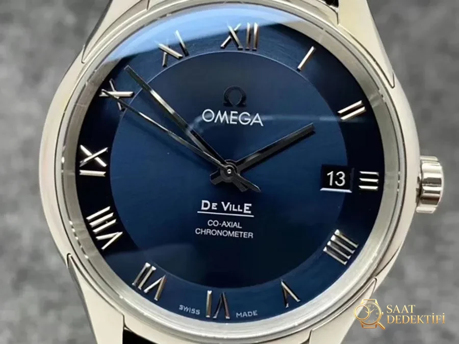 VS Factory Omega De Ville série cadran bleu bracelet en cuir réplique montre-bracelet - VS Watch - Bracelet, boucle et mécanisme de clip