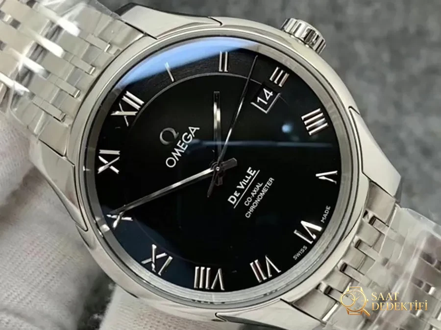 VS Factory Omega De Ville Serisi Siyah Kadran Replika Saat - VS Saat - Kadran Detayı ve Bezel İşçiliği
