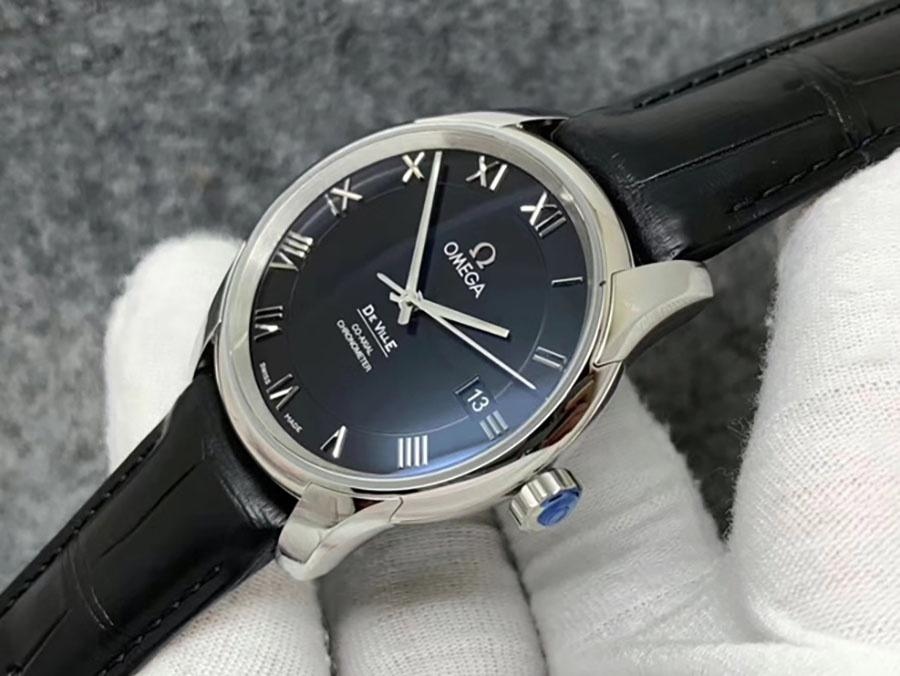 VS Factory Omega De Ville serisi siyah kadranlı deri kayışlı replika kol saati - VS Saat — 1. fotoğraf