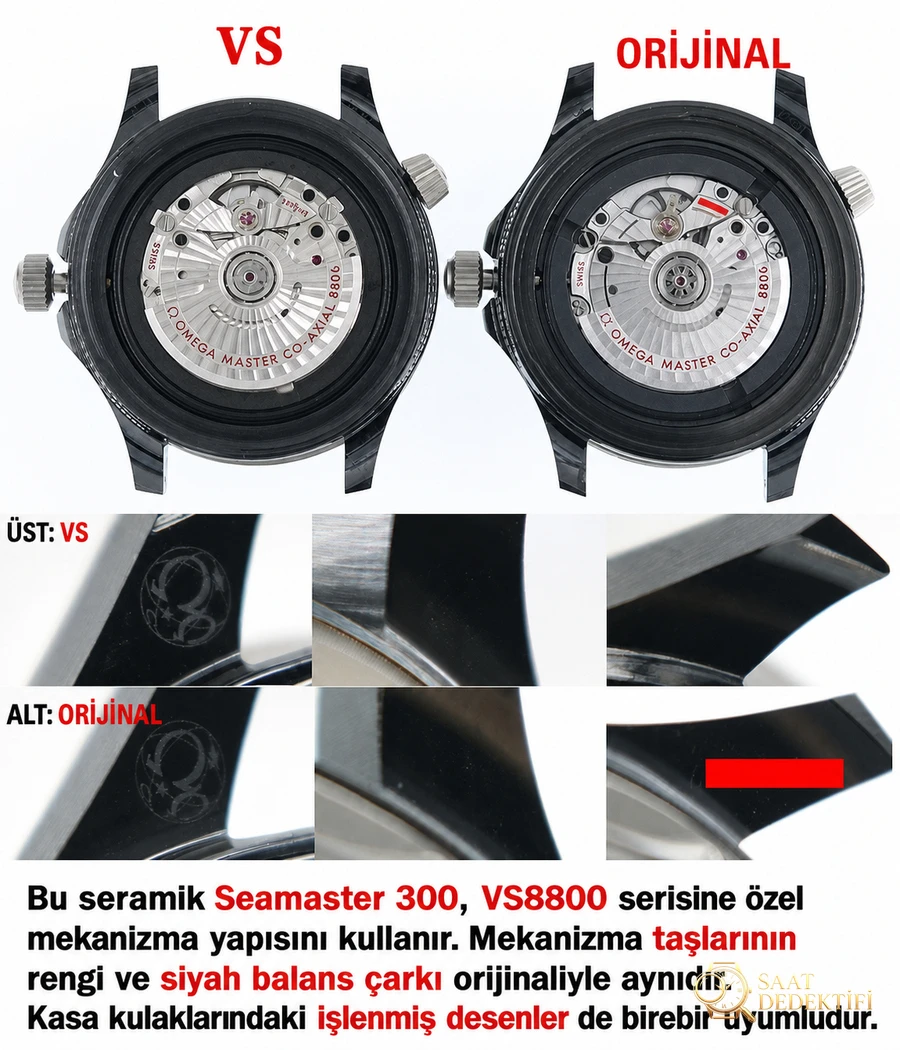 VS Factory Omega gerçek-replika karşılaştırması - Seamaster 300 tam seramik siyah model - Bilezik, Toka ve Klips Mekanizması
