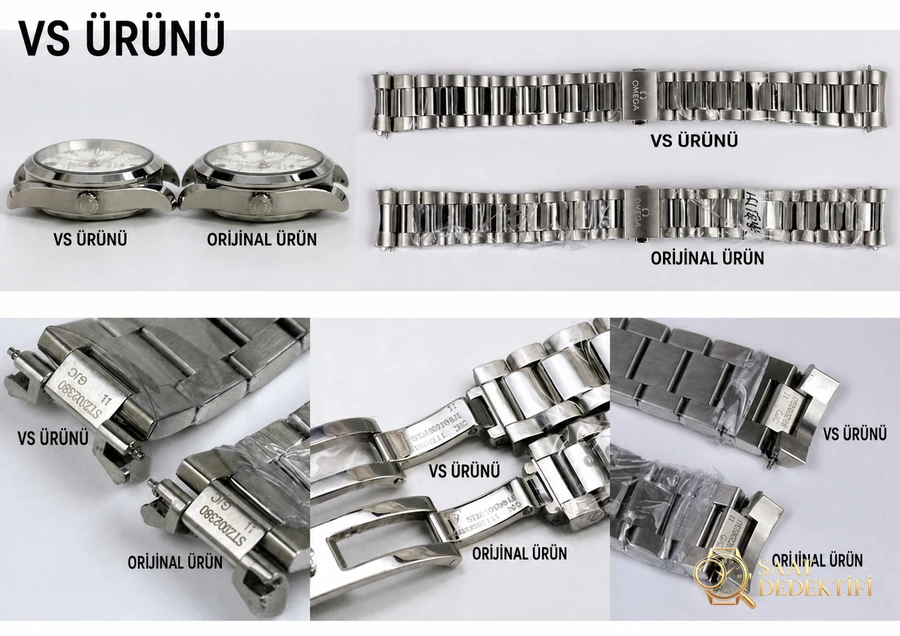 VS Factory Omega orijinalle karşılaştırma - Seamaster 150 kadın replika saat - Arka Kapak ve Mekanizma Detayı