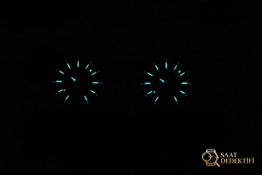 VS Factory Omega orijinalle karşılaştırma - Seamaster 150 kadın replika saat - Fosfor ve Super-LumiNova Gece Görünümü