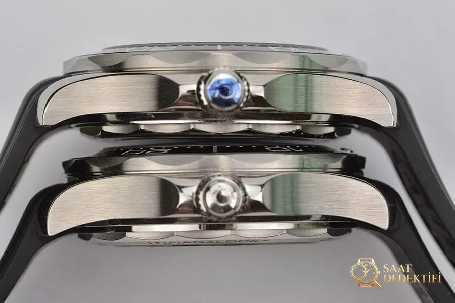 VS Factory Omega Replika Saat Piyasa Versiyonlarıyla Karşılaştırma - Seamaster 300 James Bond Limitli Sürüm - Kasa Profili ve Kurma Kolu İncelemesi