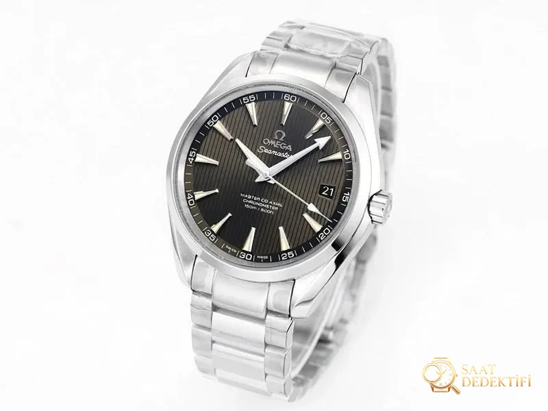 VS Factory Omega Seamaster 150 dikey tik ağacı gri kadranlı replika saat - VS Watch - Kadran Detayı ve Bezel İşçiliği