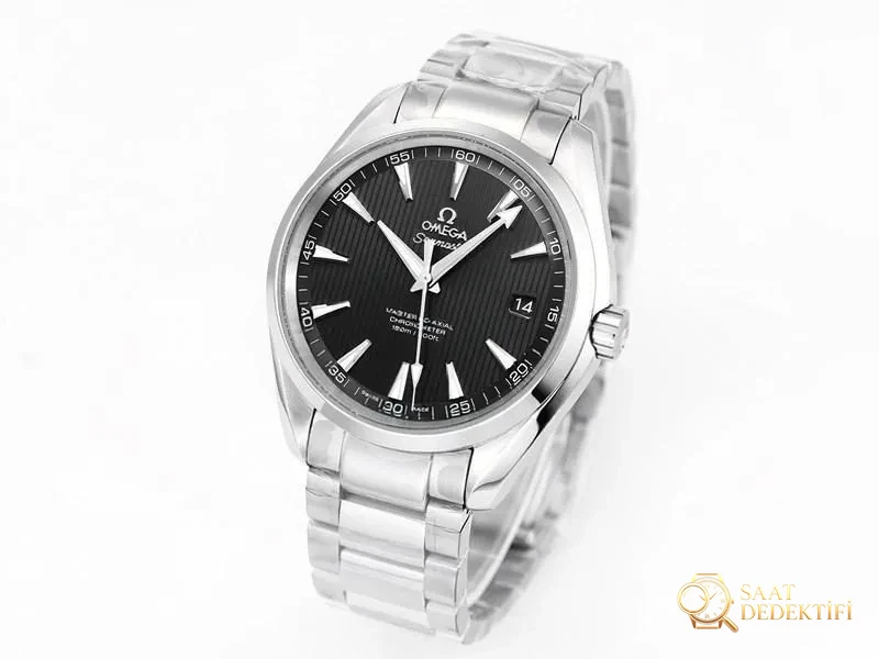 VS Factory Omega Seamaster 150 Dikey Tik Ağacı Siyah Kadran Replika Kol Saati - VS Saat - Kadran Detayı ve Bezel İşçiliği