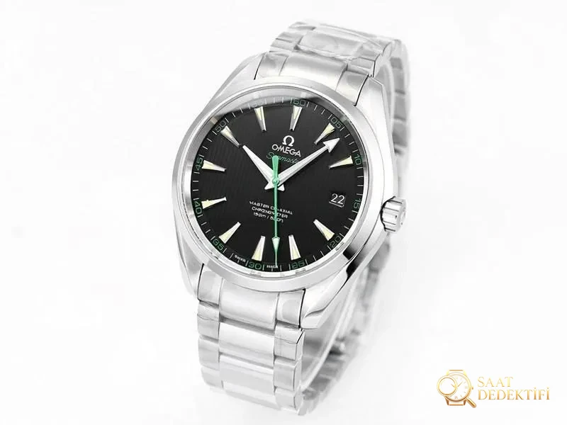 VS Factory Omega Seamaster 150 Dikey Tik Ağacı Yeşili Akrep-Yelkovan Replika Kol Saati - VS Saat - Kadran Detayı ve Bezel İşçiliği