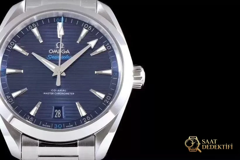 VS Factory Omega Seamaster 150 metre 220.12.41.21.06.00 serisi AQUA TERRA replika saat ile orijinal karşılaştırmalı inceleme - Klips Kilidi ve Lazer Damgalar