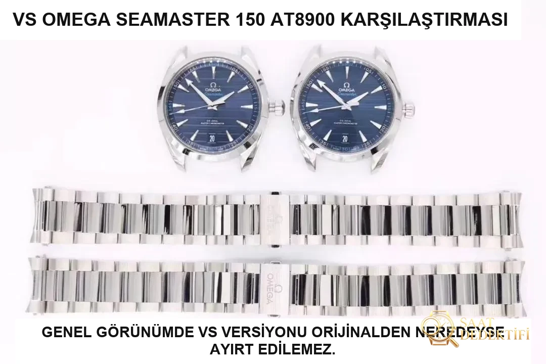 VS Factory Omega Seamaster 150 metre 220.12.41.21.06.00 serisi AQUA TERRA replika saat ile orijinal karşılaştırmalı inceleme - Genel Açı ve Estetik Duruş