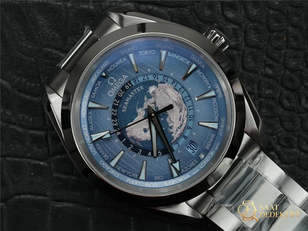 VS Factory Omega Seamaster 150 World Time, Seamaster 6000, SUMMER BLUE 75. Yıl Anma Serisi - Makro Kadran ve İndeks İşçiliği