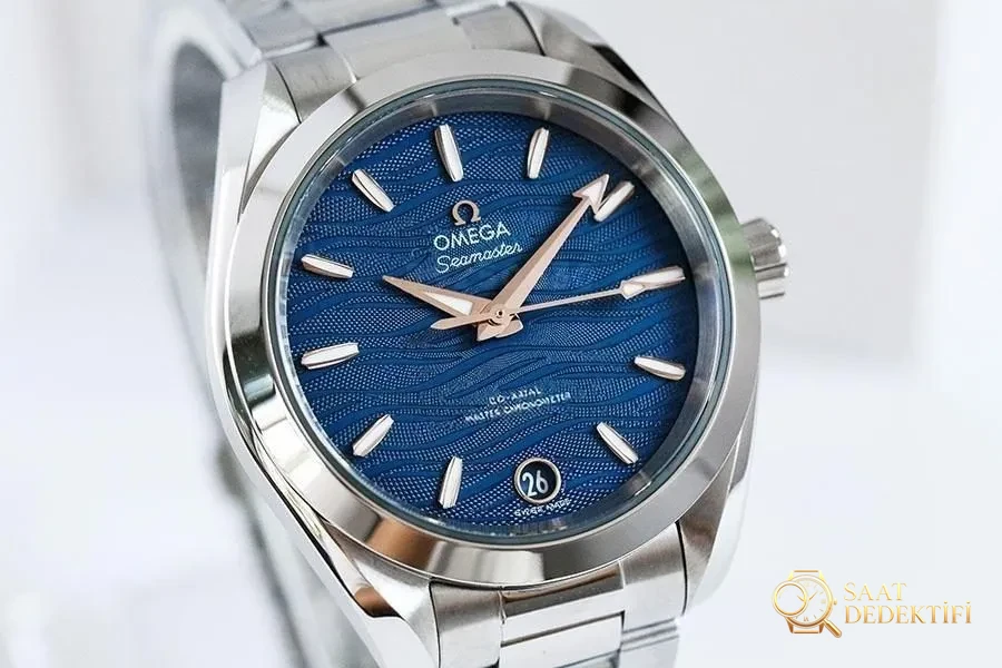 VS Factory Omega Seamaster 150m dalga mavisi replika kol saati - 34 mm model - Kadran Detayı ve Bezel İşçiliği