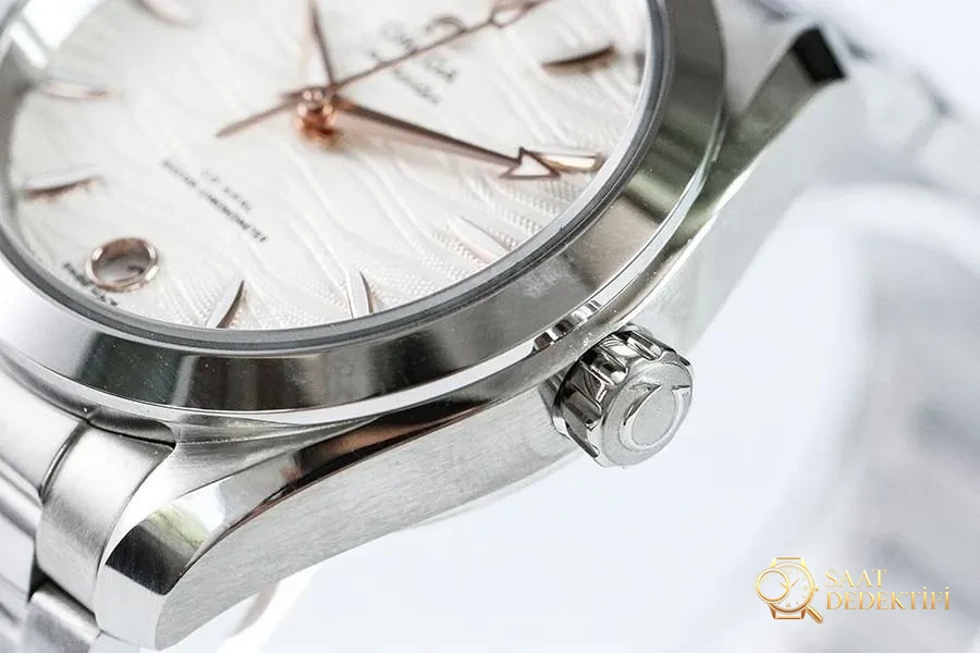 VS Factory Omega Seamaster 150M Dalga Rose Gold replika saat - 34 mm modeli - Makro Kadran ve İndeks İşçiliği
