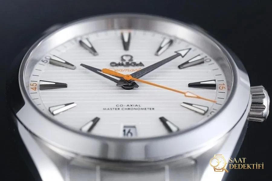 VS Factory Omega Seamaster 150M Teak Beyaz Kadran Turuncu Akrep-Yelkovan Replika Saat - VS Saat - Bilezik, Toka ve Klips Mekanizması