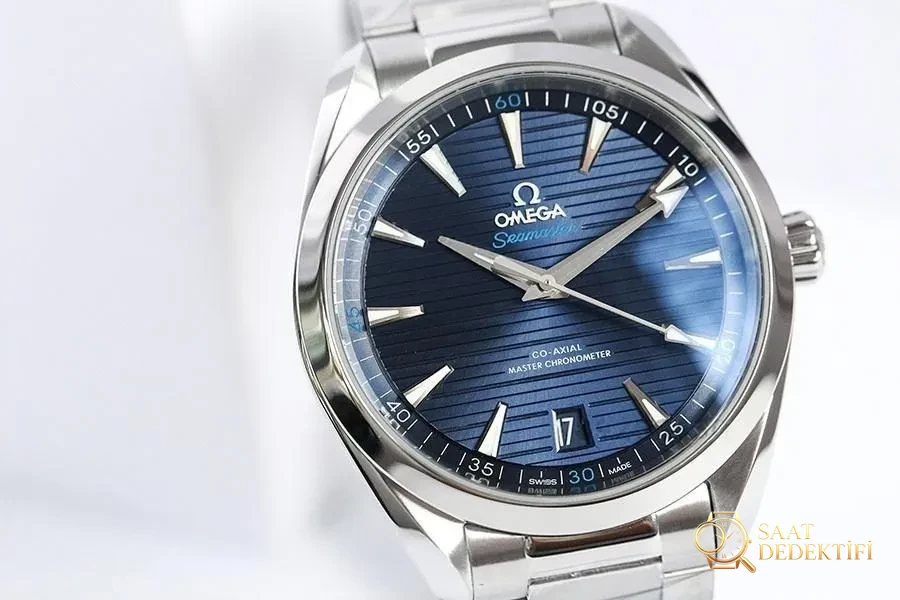 VS Factory Omega Seamaster 150M Teak Mavi Replika Kol Saati - VS Saat - Kadran Detayı ve Bezel İşçiliği
