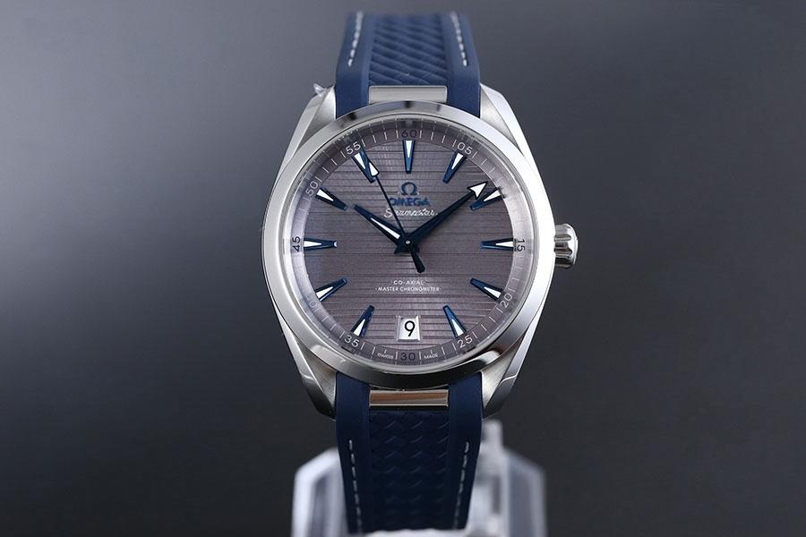 VS Factory Omega Seamaster 150M tik ağacı gri kadran mavi akrep-yelkovan replika kol saati-VS Saat — 1. fotoğraf