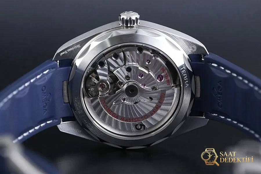 VS Factory Omega Seamaster 150M tik ağacı gri kadran mavi akrep-yelkovan replika kol saati-VS Saat - Klips Kilidi ve Lazer Damgalar