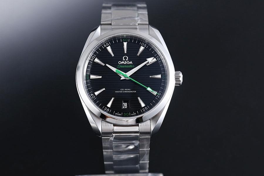 VS Factory Omega Seamaster 150M tik ağacı siyah kadran yeşil akrep-yelkovan replika kol saati - VS saat — 1. fotoğraf