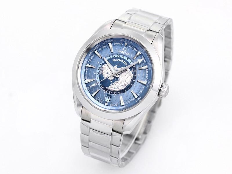 VS Factory Omega Seamaster 150M World Time buz mavisi replika saat - VS saat — 2. fotoğraf