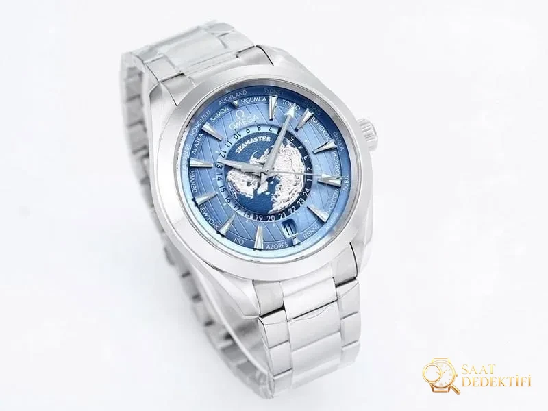 VS Factory Omega Seamaster 150M World Time ice blue replica watch - VS watch - Case Profile and Crown Review
