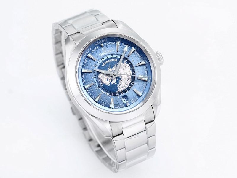 VS Factory Omega Seamaster 150M World Time buz mavisi replika saat - VS saat — 3. fotoğraf