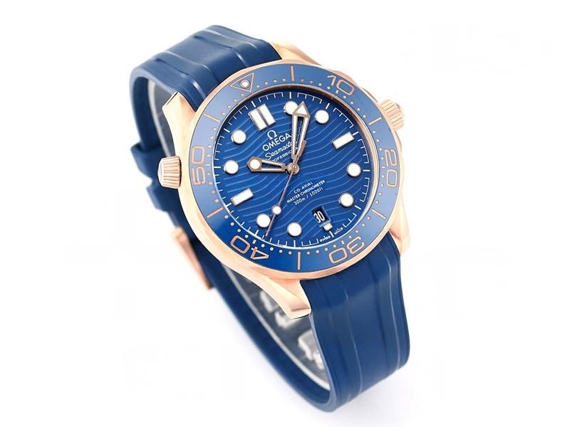 VS Factory Omega Seamaster 300 metre «rose gold mavi» replika kol saati - VS saat — 2. fotoğraf