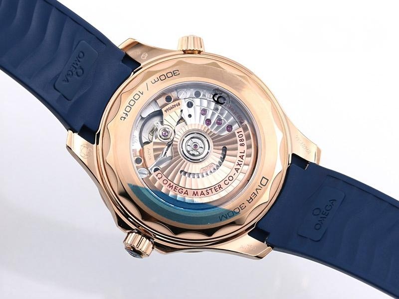 VS Factory Omega Seamaster 300 metre «rose gold mavi» replika kol saati - VS saat — 7. fotoğraf