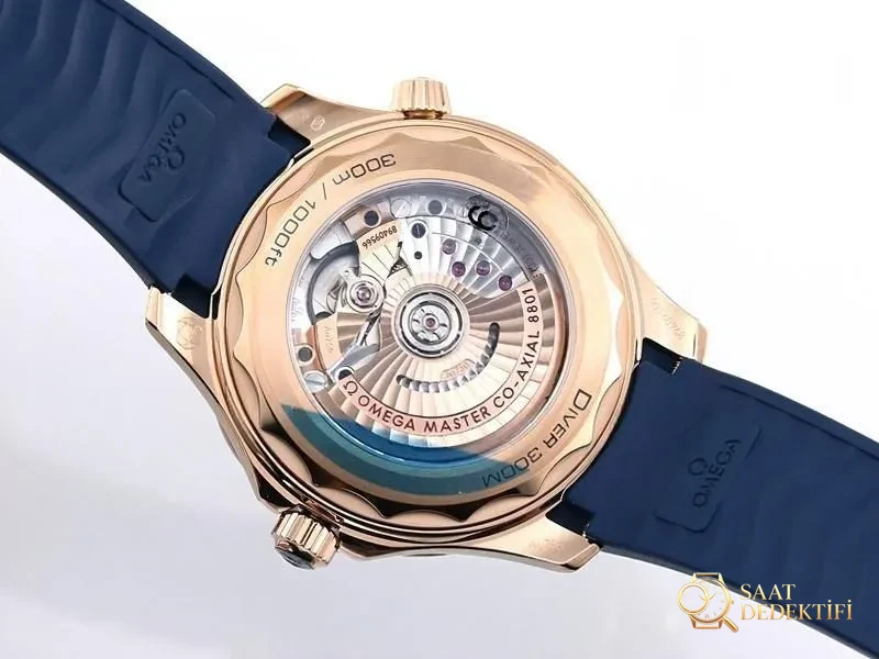 VS Factory Omega Seamaster 300 metre «rose gold mavi» replika kol saati - VS saat - Klips Kilidi ve Lazer Damgalar
