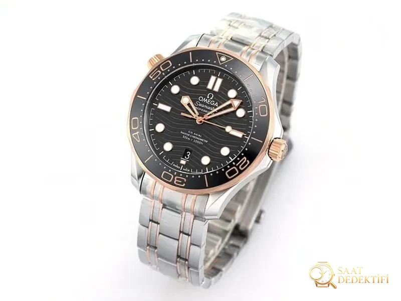 VS Factory Omega Seamaster 300M «Gül Altın Siyah Model» Replika Saat - VS Saat - Kadran Detayı ve Bezel İşçiliği
