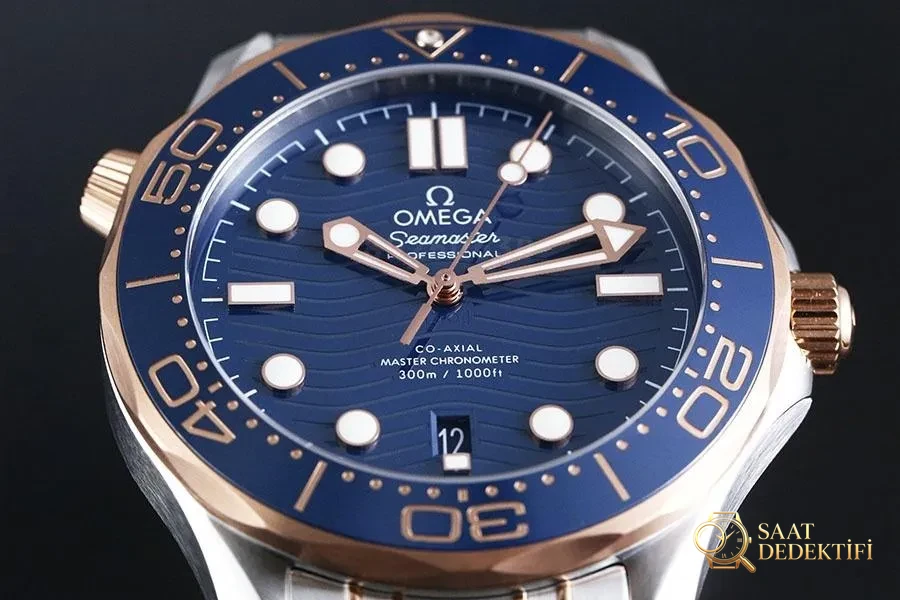 VS Factory Omega Seamaster 300M «İki Renk Rose Gold Mavi» replika saat - 210.20.42.20.03.002 - Bilezik, Toka ve Klips Mekanizması