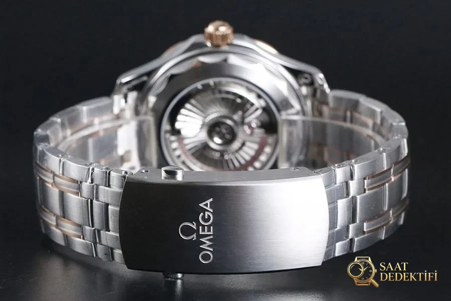 VS Factory Omega Seamaster 300M «İki Renk Rose Gold Mavi» replika saat - 210.20.42.20.03.002 - Klips Kilidi ve Lazer Damgalar