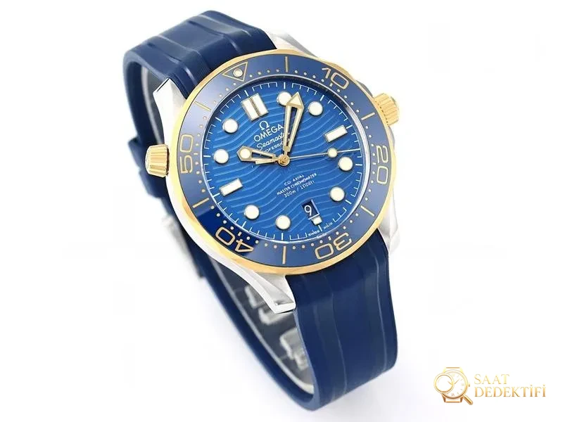 VS Factory Omega Seamaster 300M «İki Renkli Mavi Model» Replika Kol Saati - VS Saat - Kadran Detayı ve Bezel İşçiliği