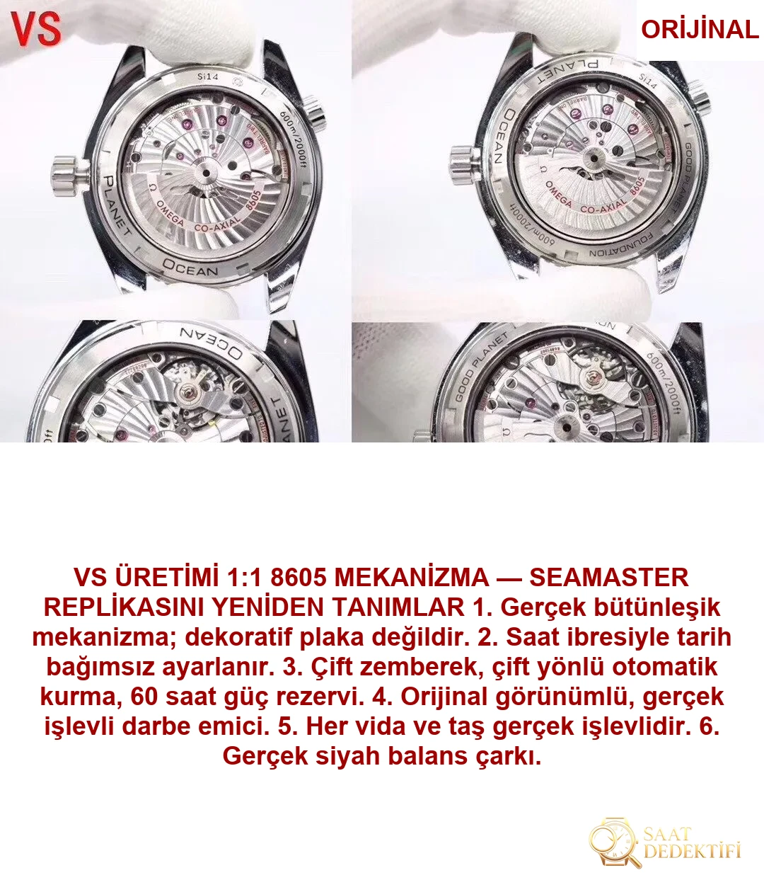 VS Factory Omega Seamaster 600 GMT replika ile orijinalin karşılaştırmalı incelemesi ve çift zaman dilimi fonksiyonu nasıl kullanılır? - Kordon Dokusu ve Dikiş Detayları