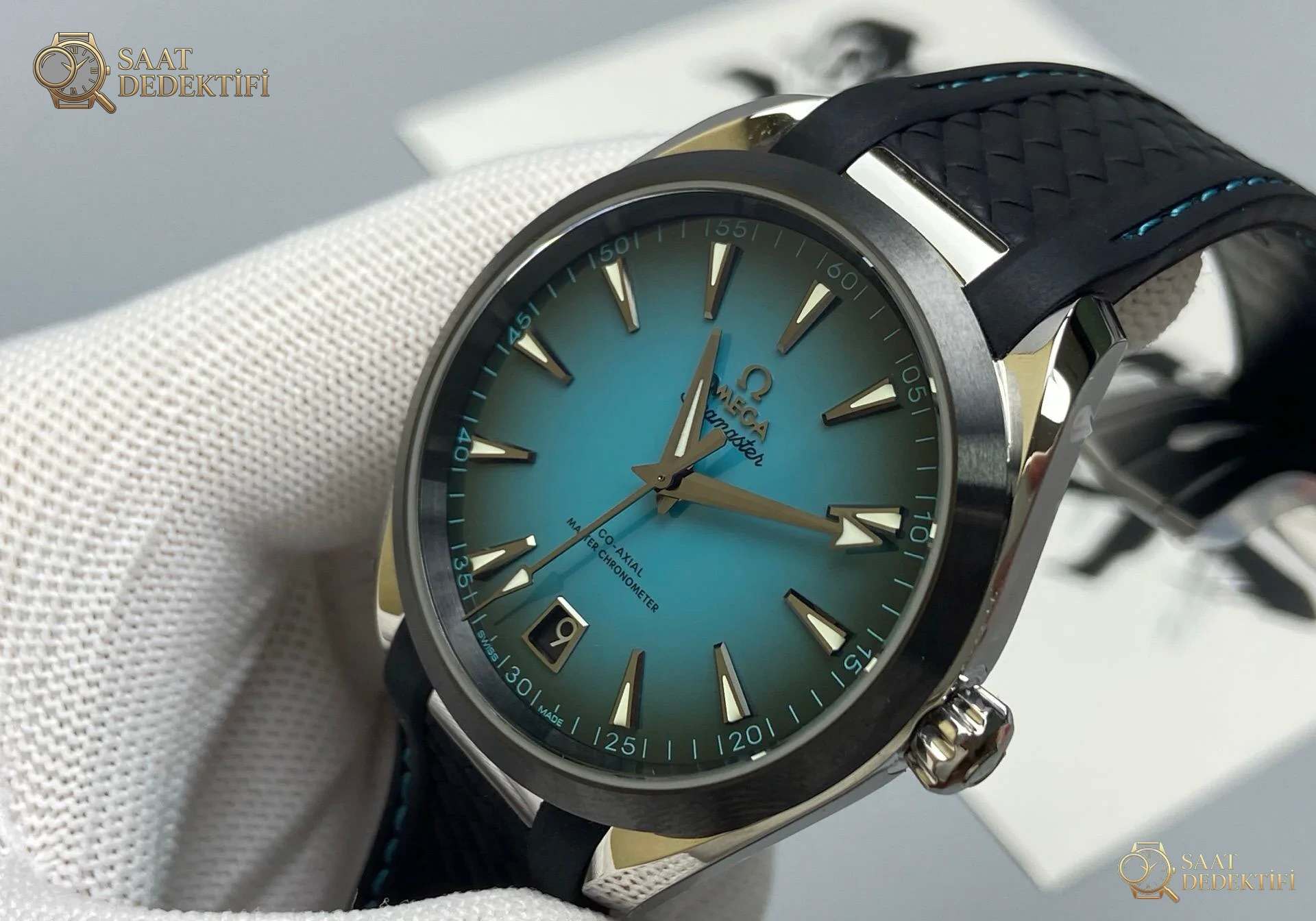 VS Factory Omega Seamaster Aqua Terra 150M Dumanlı Turkuaz Kadran & Koyu Seramik Bezel İncelemesi - Makro Laboratuvar ve Detay İncelemesi