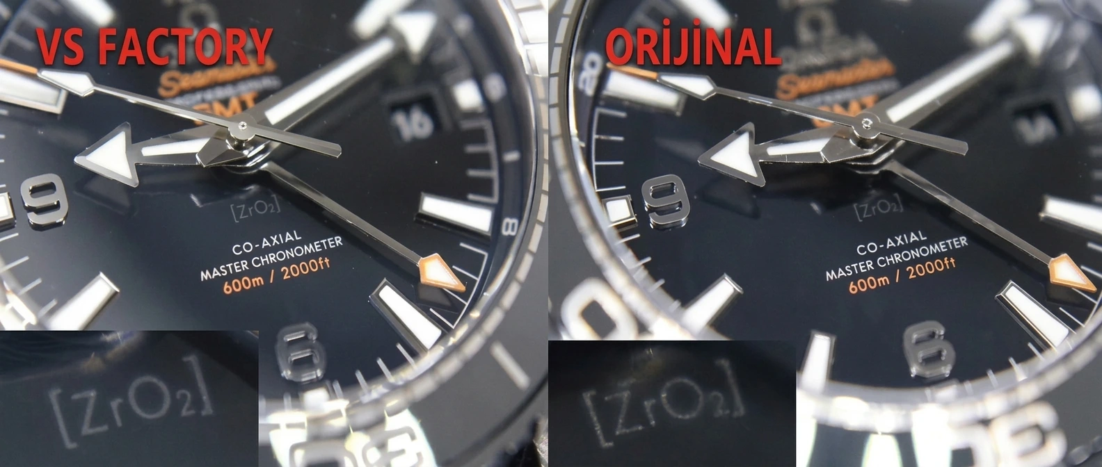 VS Factory Omega Seamaster Planet Ocean Deep Black Orijinal Karşılaştırması - Makro Laboratuvar ve Detay İncelemesi