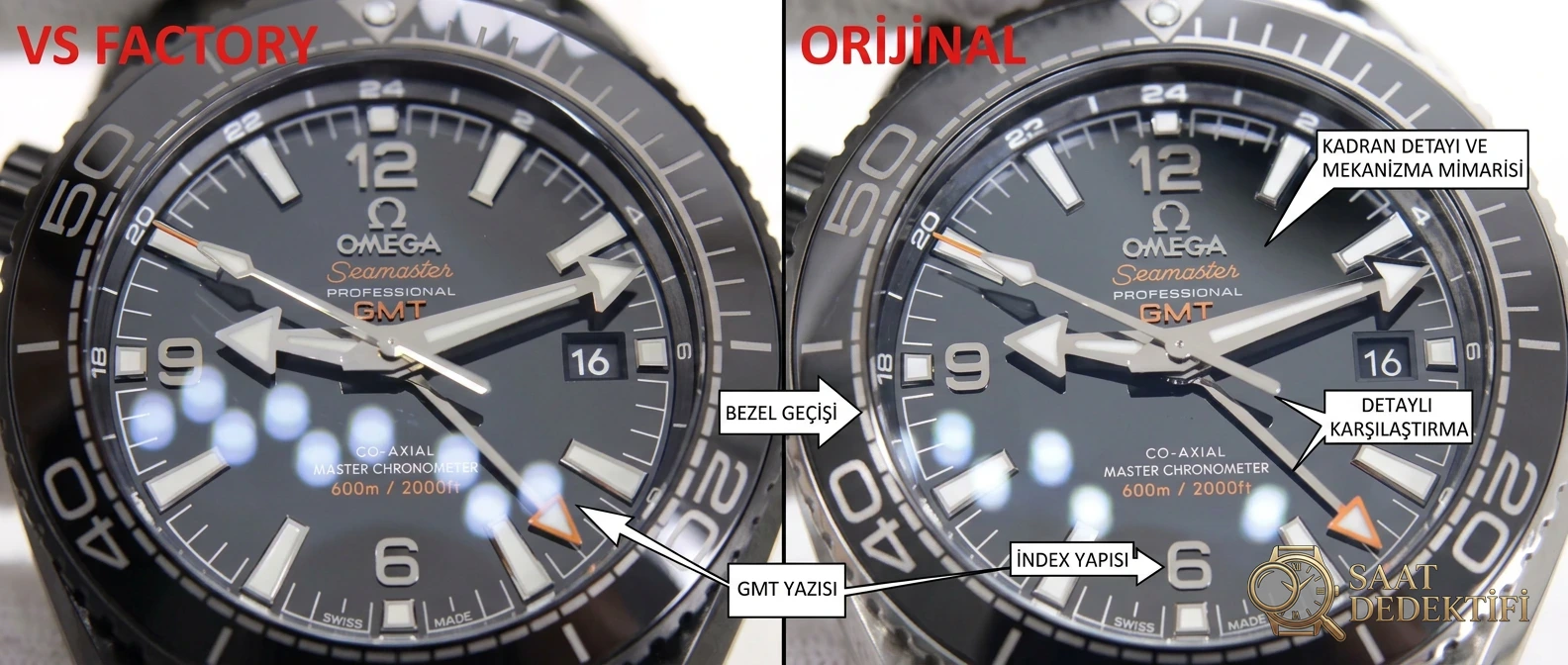 VS Factory Omega Seamaster Planet Ocean Deep Black Orijinal Karşılaştırması - Makro Laboratuvar ve Detay İncelemesi